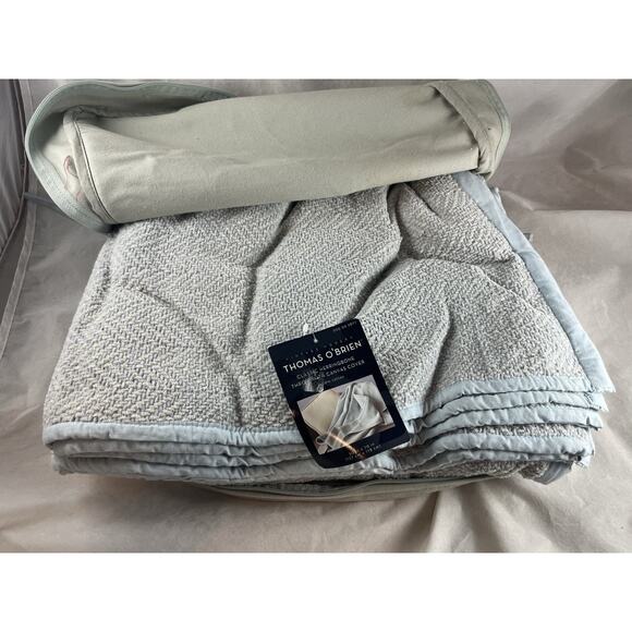 Thomas O'Brien Vintage Modern Herringbone Throw Blanket 100% Cotton 50 X 70 - Picture 3 of 10